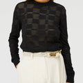 Retori Jacquard Damier Rollneck Black And Camel - Ready To Wear - Luxury Sweaters for Women