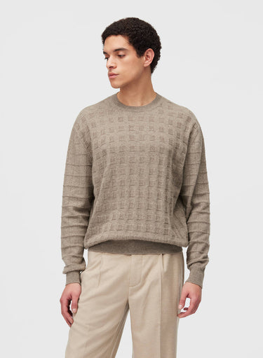 Retori Window Crewneck Sand - Knitwear - Luxury Sweaters for Men - Front