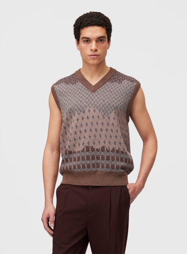 Retori Reversibile Jacquard Vest Amaranto - Knitwear - Luxury Sweaters for Men - Front