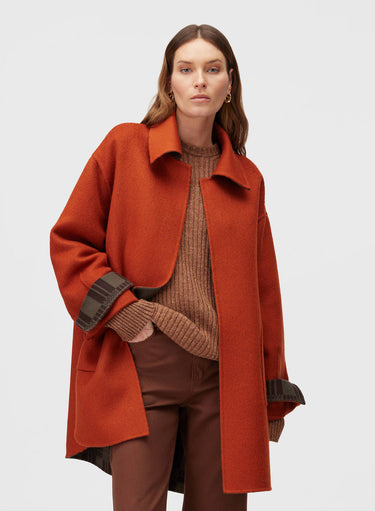 Retori Double Check Jacquard Reversible Outerwear Clay And Military Green - Ready To Wear - Luxury Coats & Jackets for Women - Reversed