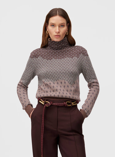 Retori Jacquard Turtleneck Amaranto - Knitwear - Luxury Sweaters for Women - Front