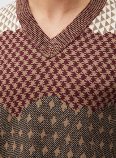 Retori Reversibile Jacquard Vest Amaranto - Knitwear - Luxury Sweaters for Men - Reversed Detail