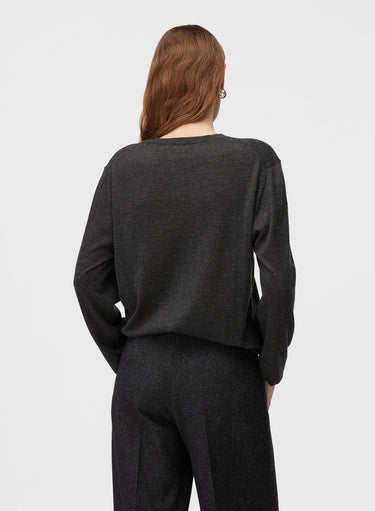Retori Side Argyle Detail Crewneck Anthracite - Knitwear - Luxury Sweaters for Men and Women - Back Woman