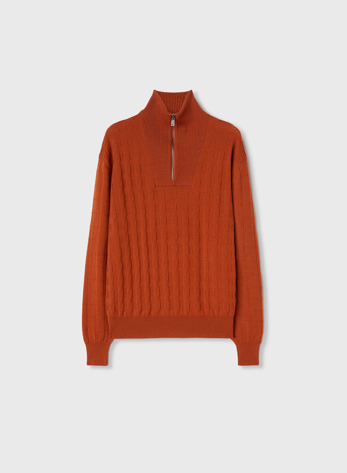 Retori Window Zip Up Mockneck Clay - Knitwear - Luxury Sweaters for Men