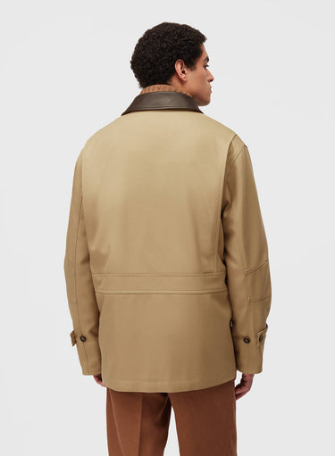 Retori Field Jacket With Leather Details Sand And Chocolate - Ready To Wear - Luxury Coats & Jackets for Men - Back Model