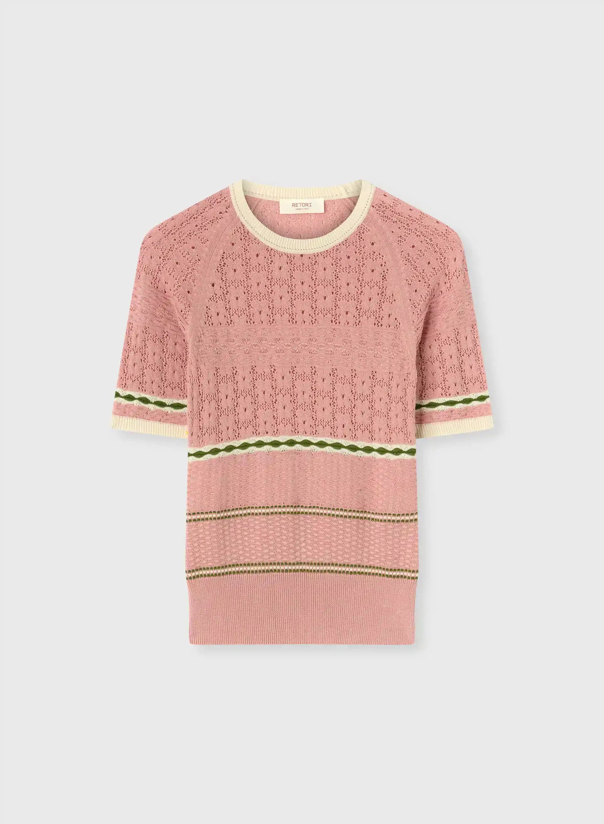 T-SHIRT IN MAGLIA MIX PUNTI