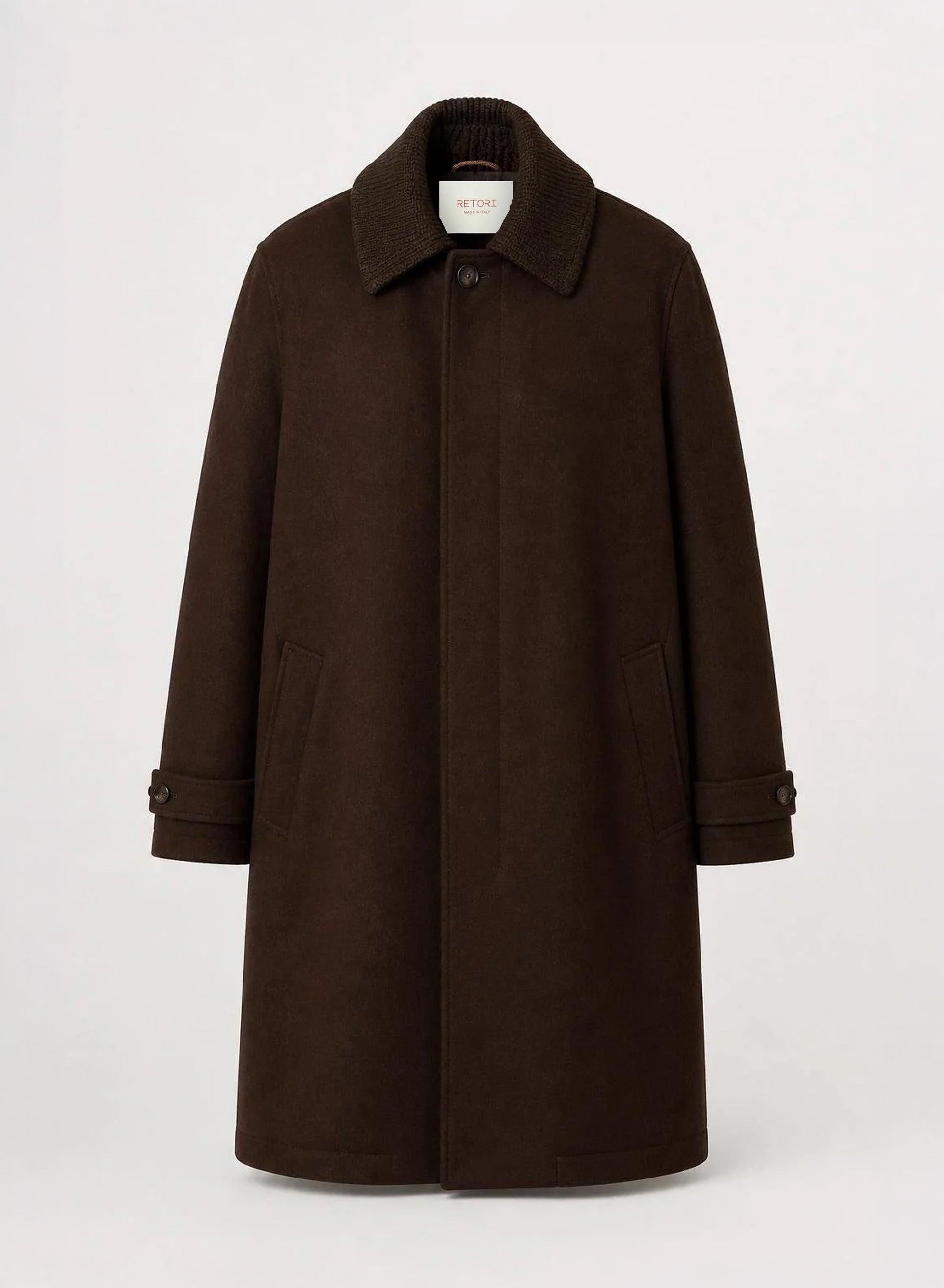 COAT WITH DETACHABLE KNIT COLLAR