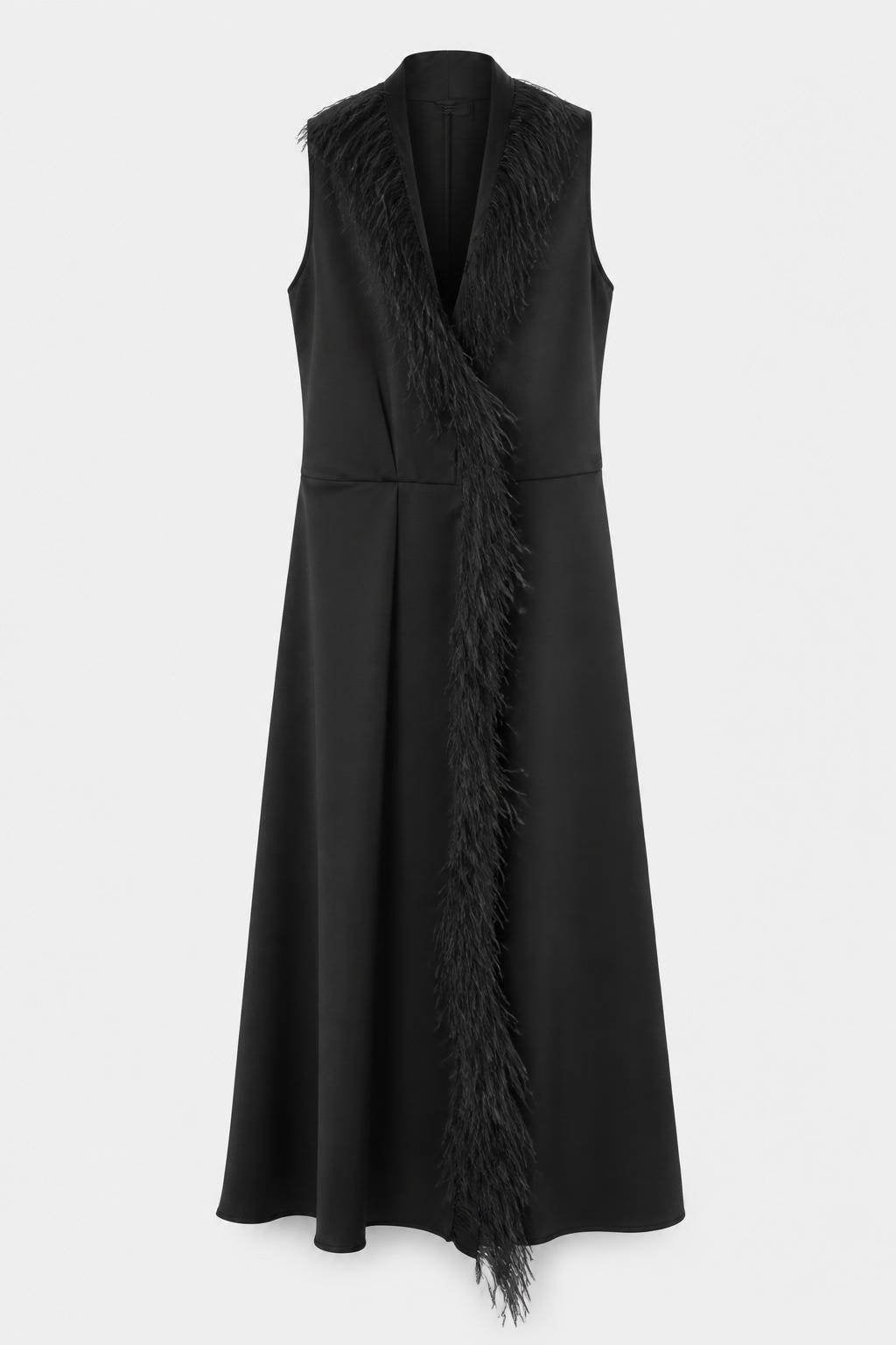 CADY WRAPPED DRESS WITH FEATHERS