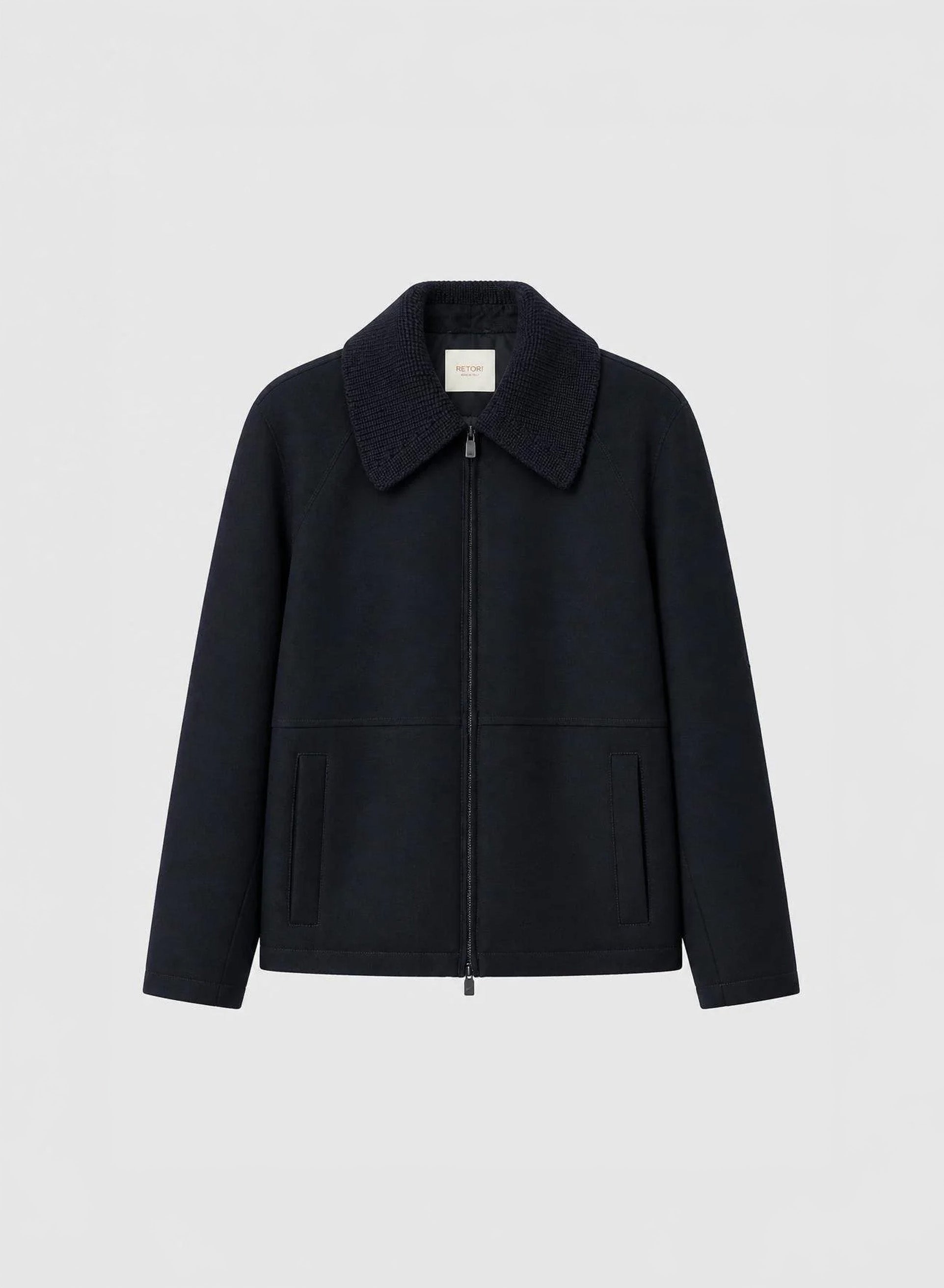 JACKET WITH DETACHABLE KNIT COLLAR