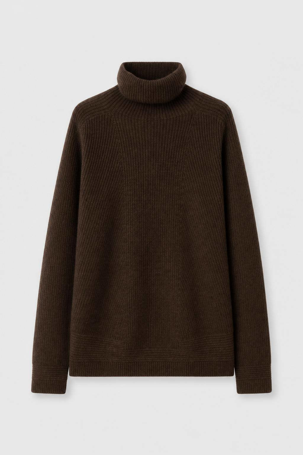 RIBBED KNIT CASHMERE TURTLENECK