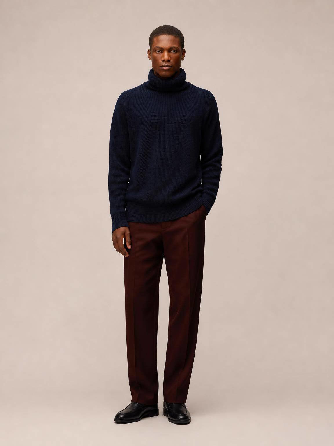 MAGLIONE A COLLO ALTO A COSTE IN CASHMERE