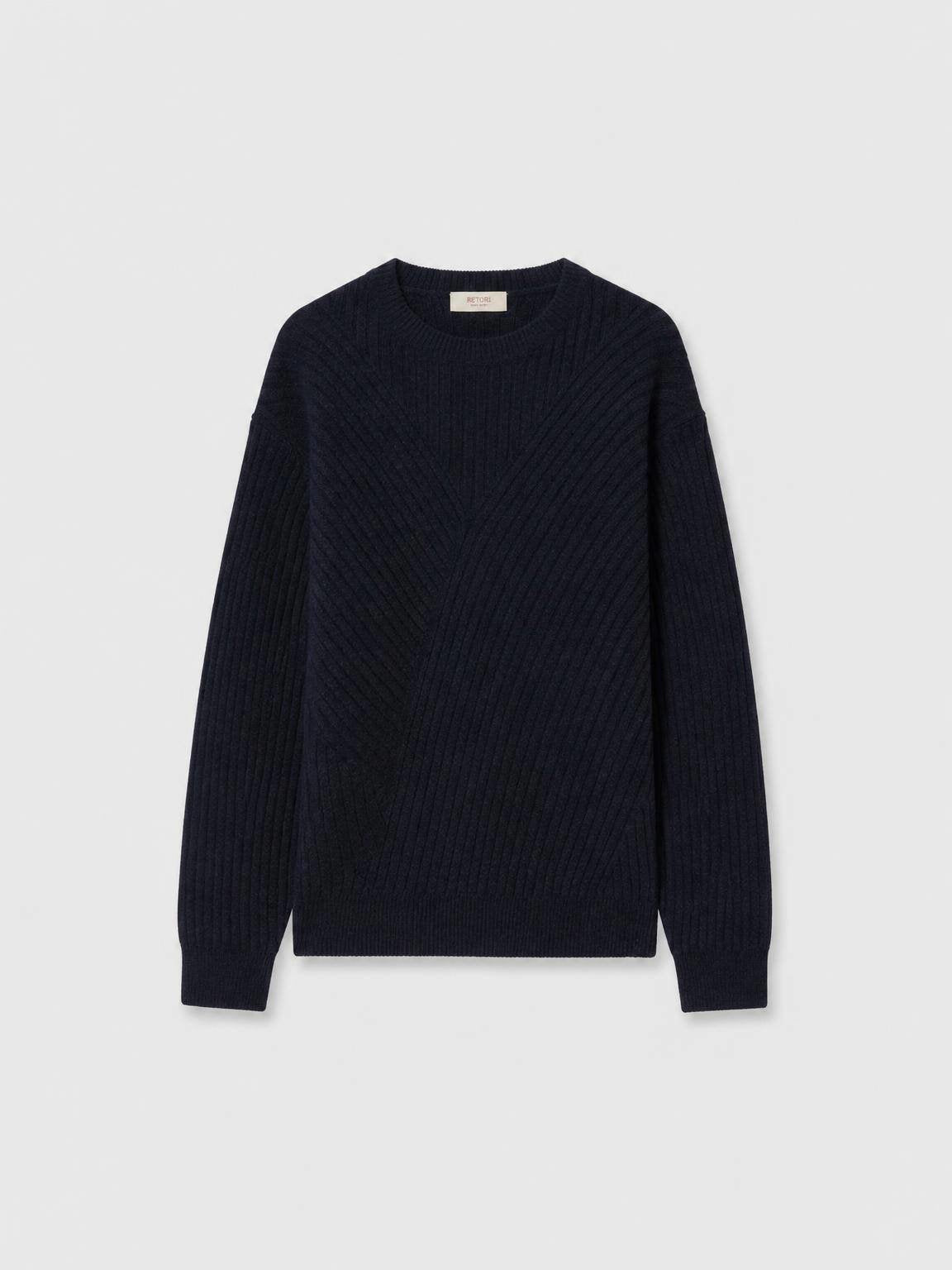 RIBBED KNIT WOOL AND CASHMERE CREWNECK