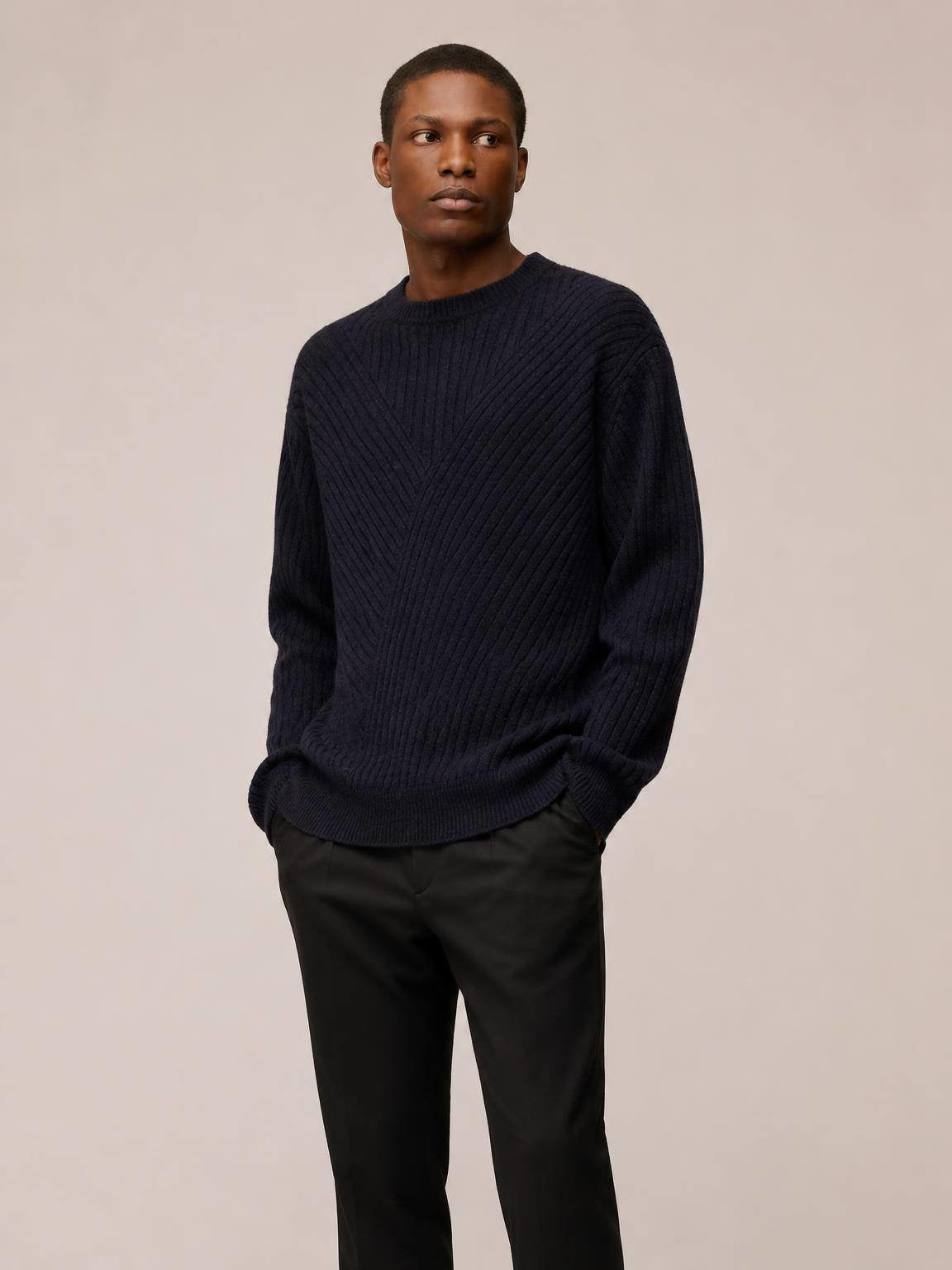 MAGLIONE A GIROCOLLO A COSTE IN LANA E CASHMERE