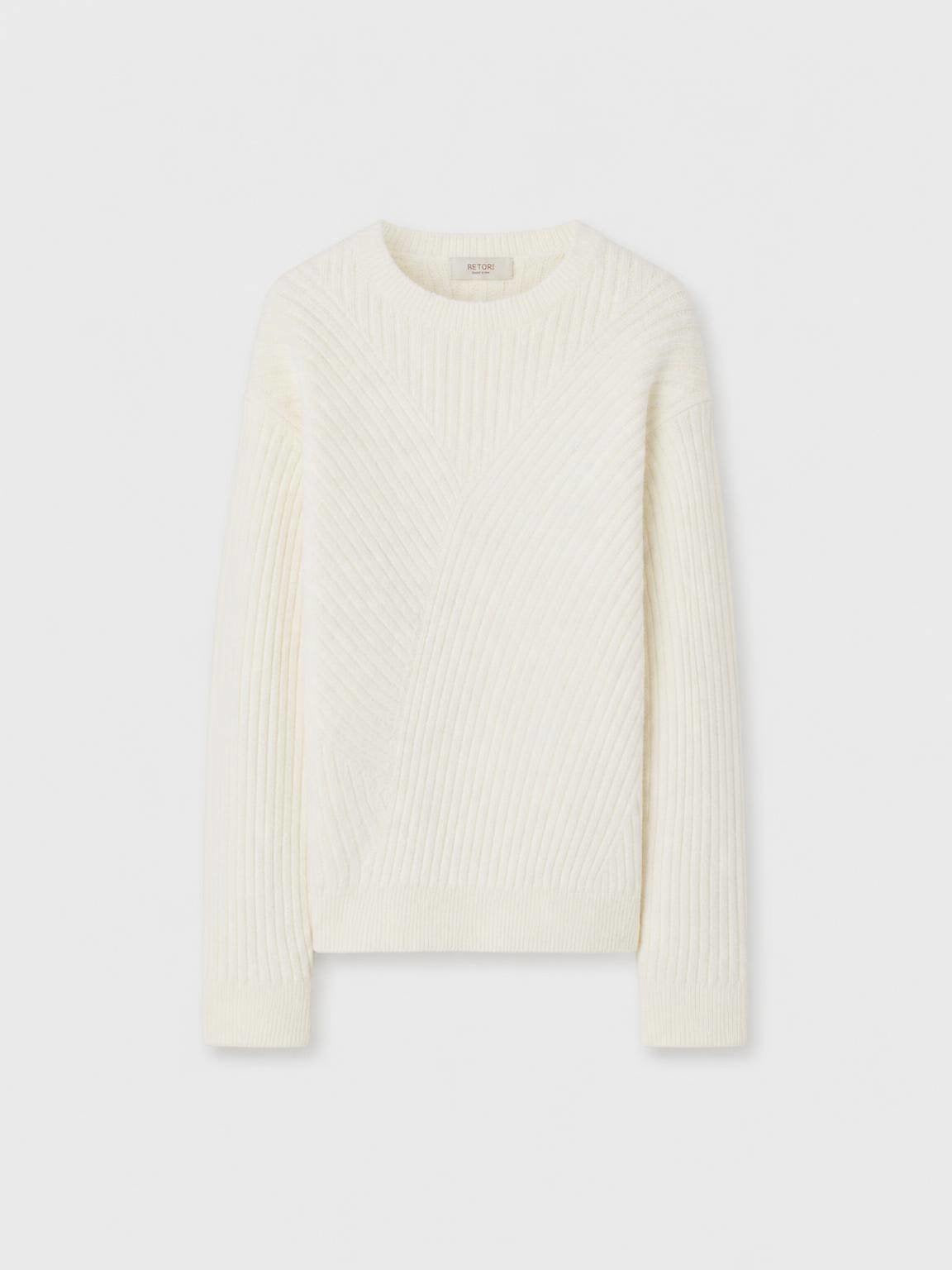 RIBBED KNIT WOOL AND CASHMERE CREWNECK