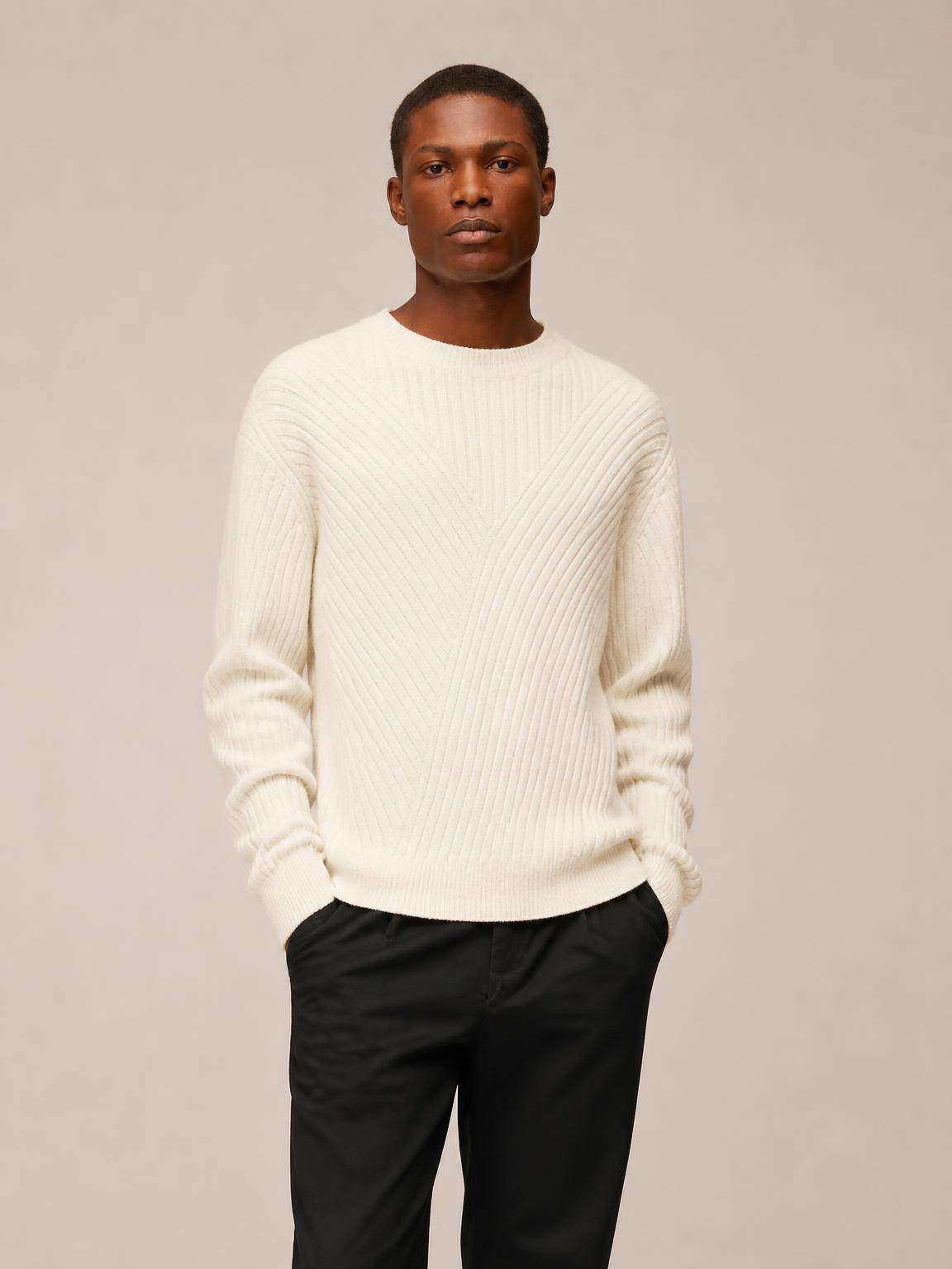 MAGLIONE A GIROCOLLO A COSTE IN LANA E CASHMERE