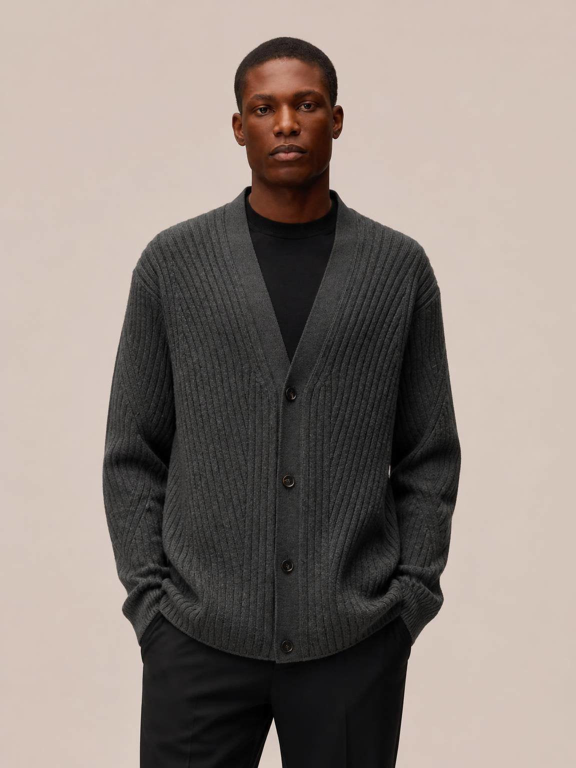 CARDIGAN A COSTE IN LANA E CASHMERE