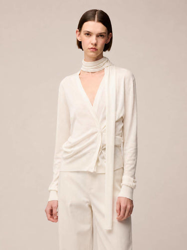 CARDIGAN IN SETA CON COLLO A SCIARPA