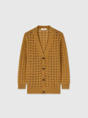 CARDIGAN IN MAGLIA TRAFORATA DI COTONE E SETA