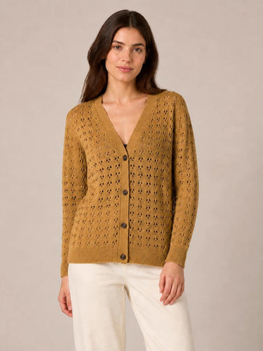 CARDIGAN IN MAGLIA TRAFORATA DI COTONE E SETA