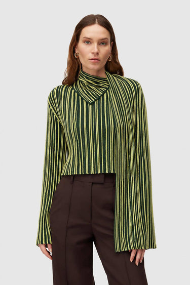 STRIPED SCARF CREWNECK