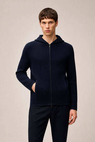 FELPA ZIPPATA IN MAGLIA CON CAPPUCCIO