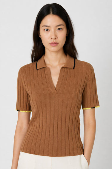POLO A COSTE A MANICHE CORTE IN CASHMERE