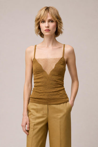 TOP IN MAGLIA JACQUARD CON DETTAGLIO RETE