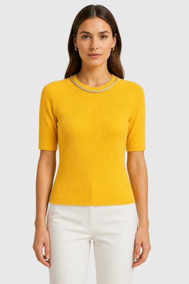 T-SHIRT IN MAGLIA CON CATENA
