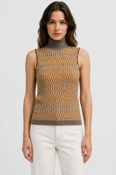 DOLCEVITA SENZA MANICHE IN MAGLIA MICRO-CHECK