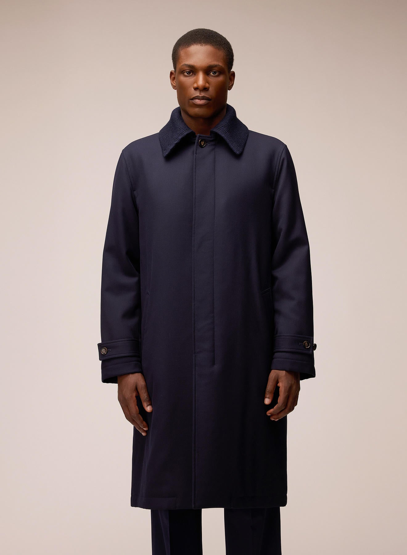 COAT WITH DETACHABLE KNIT COLLAR