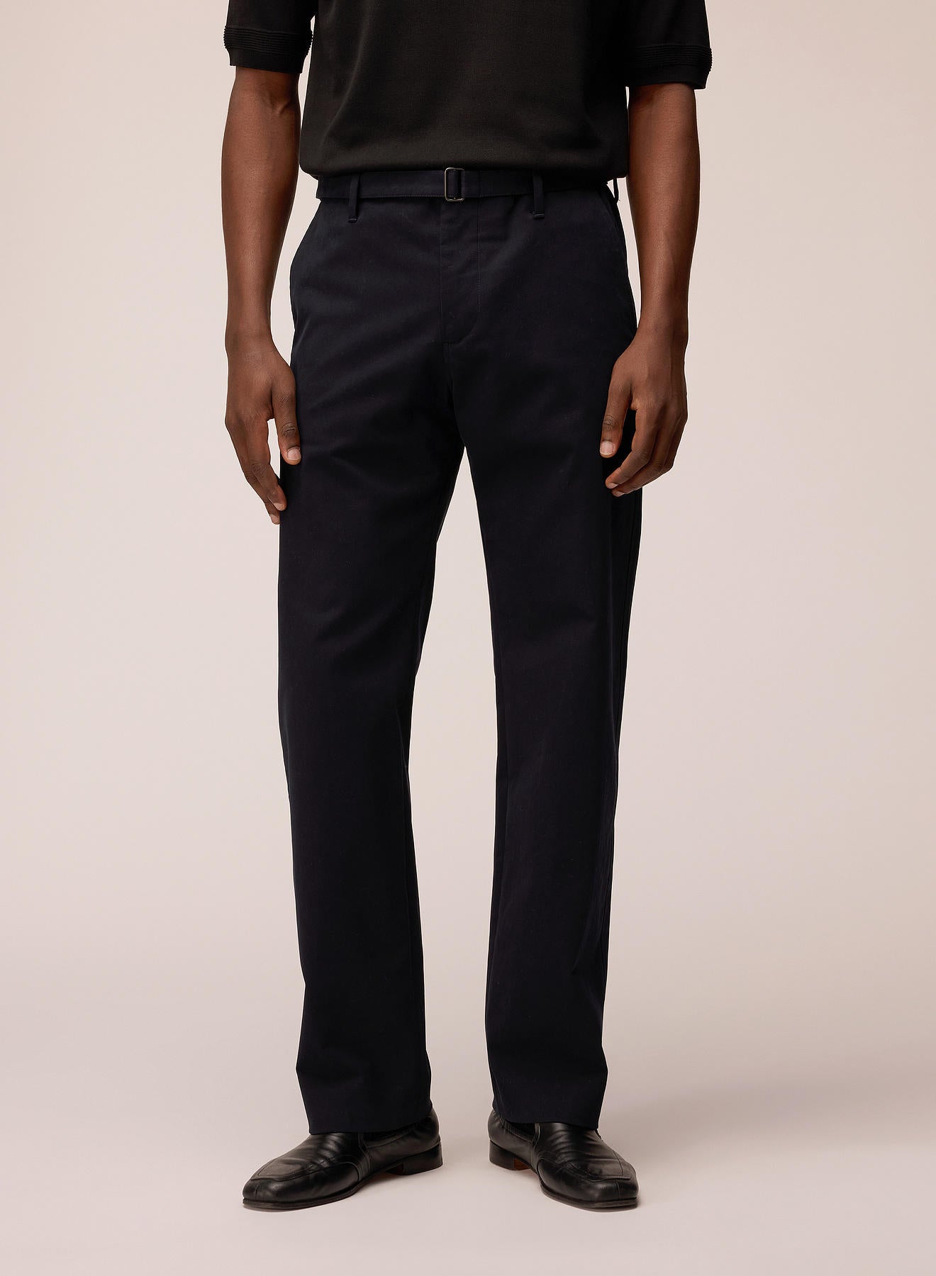 COTTON GABARDINE BELTED PANTS