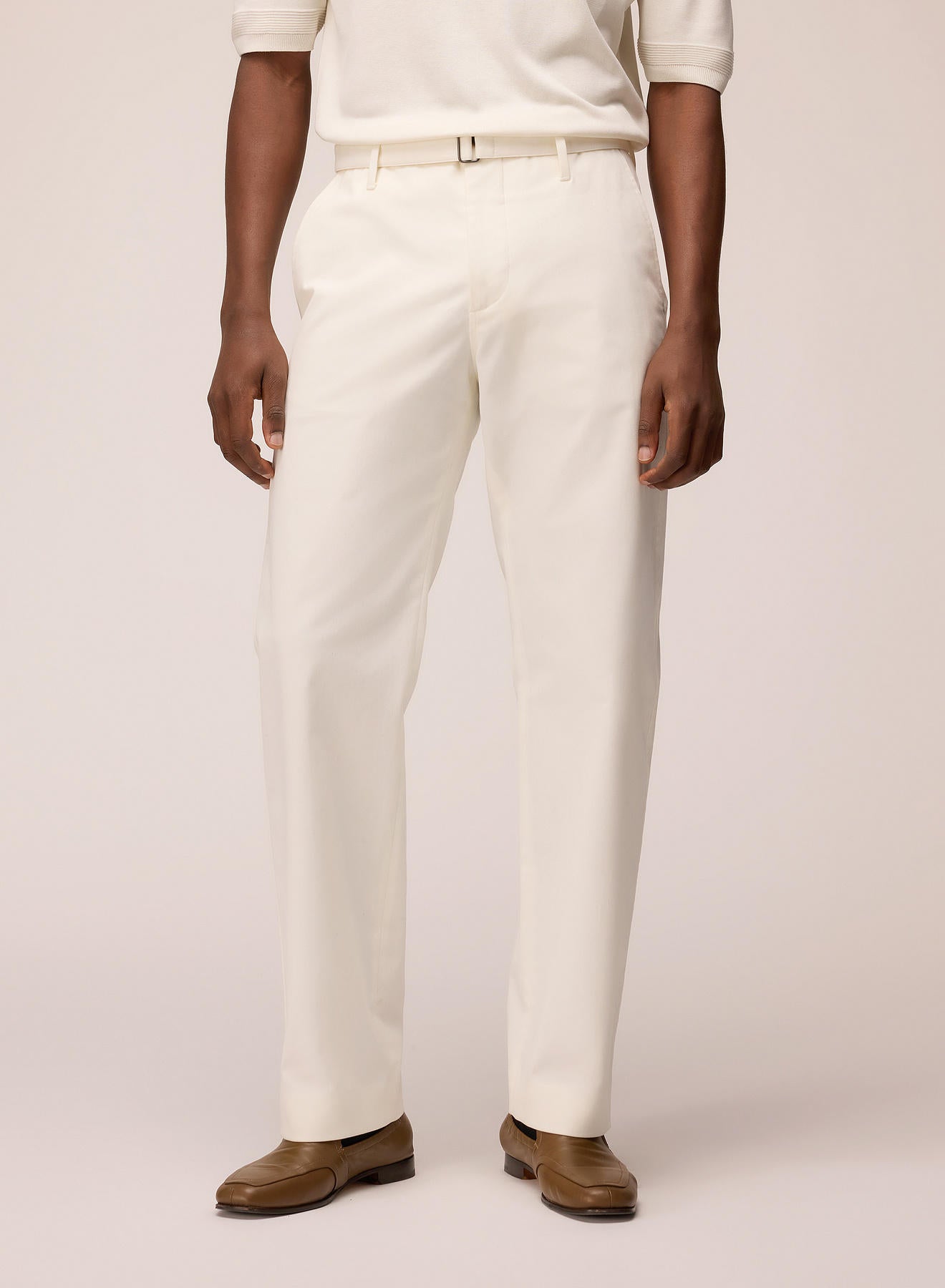 COTTON GABARDINE BELTED PANTS