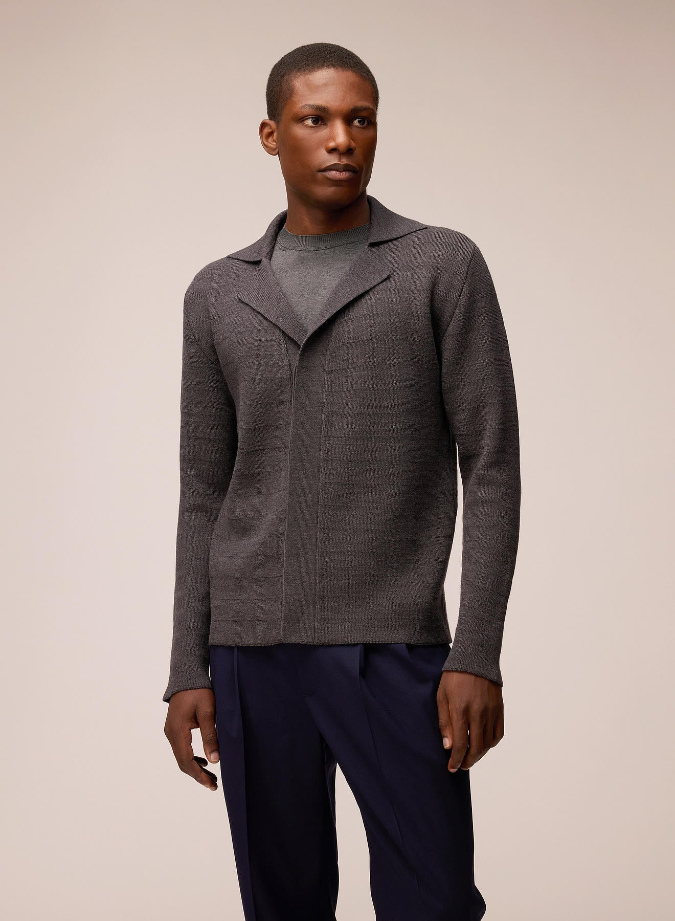 WOOL STRUCTURED KNIT CARDI BLAZER