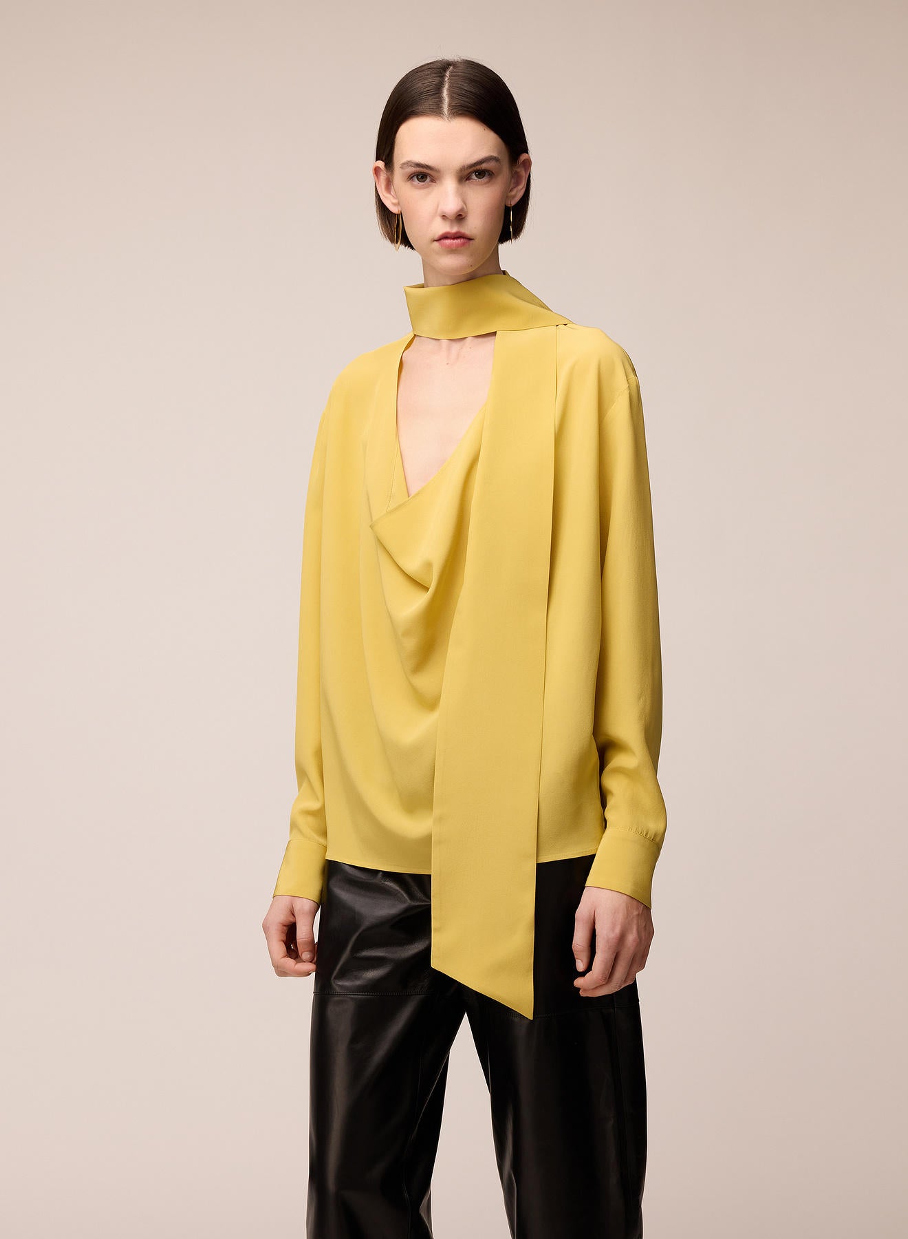 CREPE DE CHINE SCARF DETAIL BLOUSE