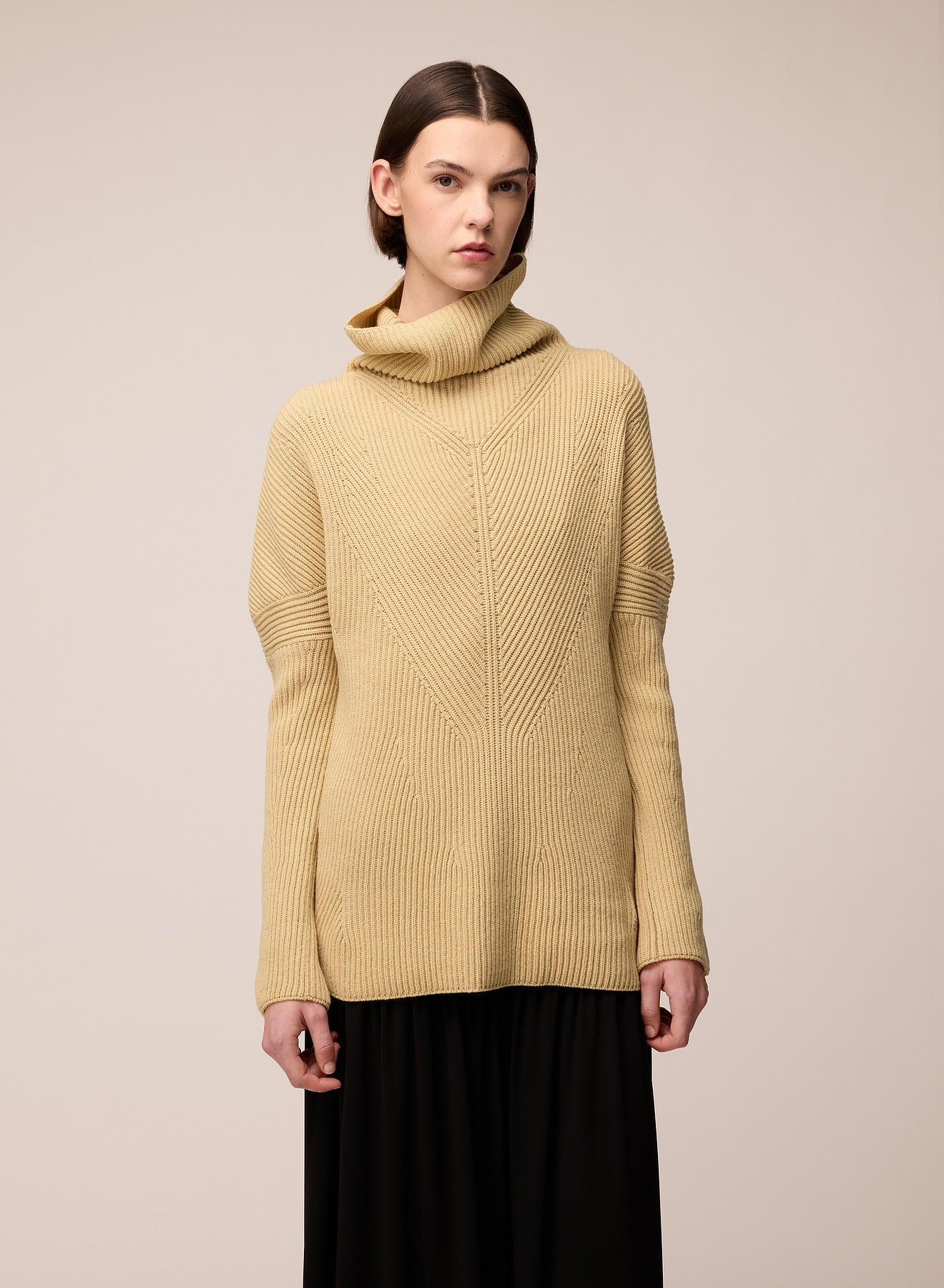 MAGLIONE A COLLO ALTO A COSTE IN LANA MERINO