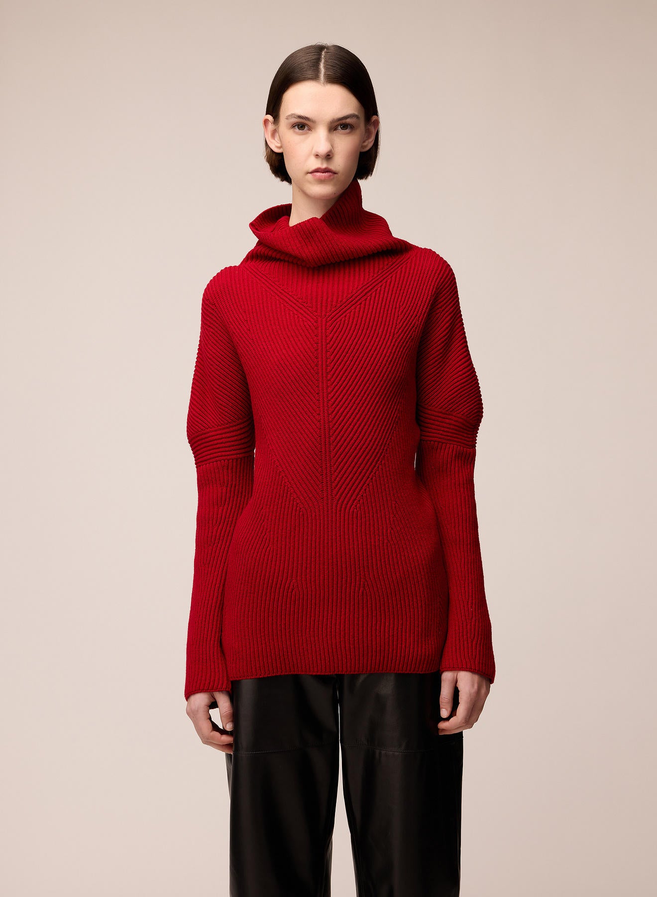 MAGLIONE A COLLO ALTO A COSTE IN LANA MERINO