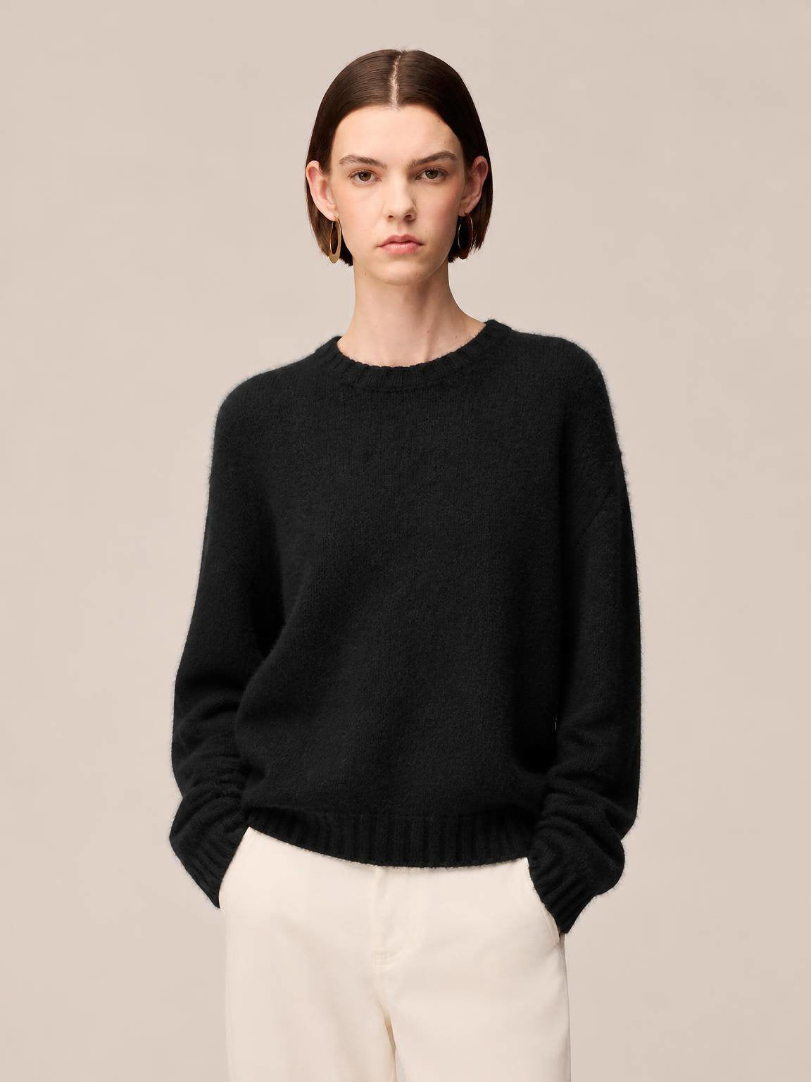 MAGLIONE GIROCOLLO IN CASHMERE GARZATO