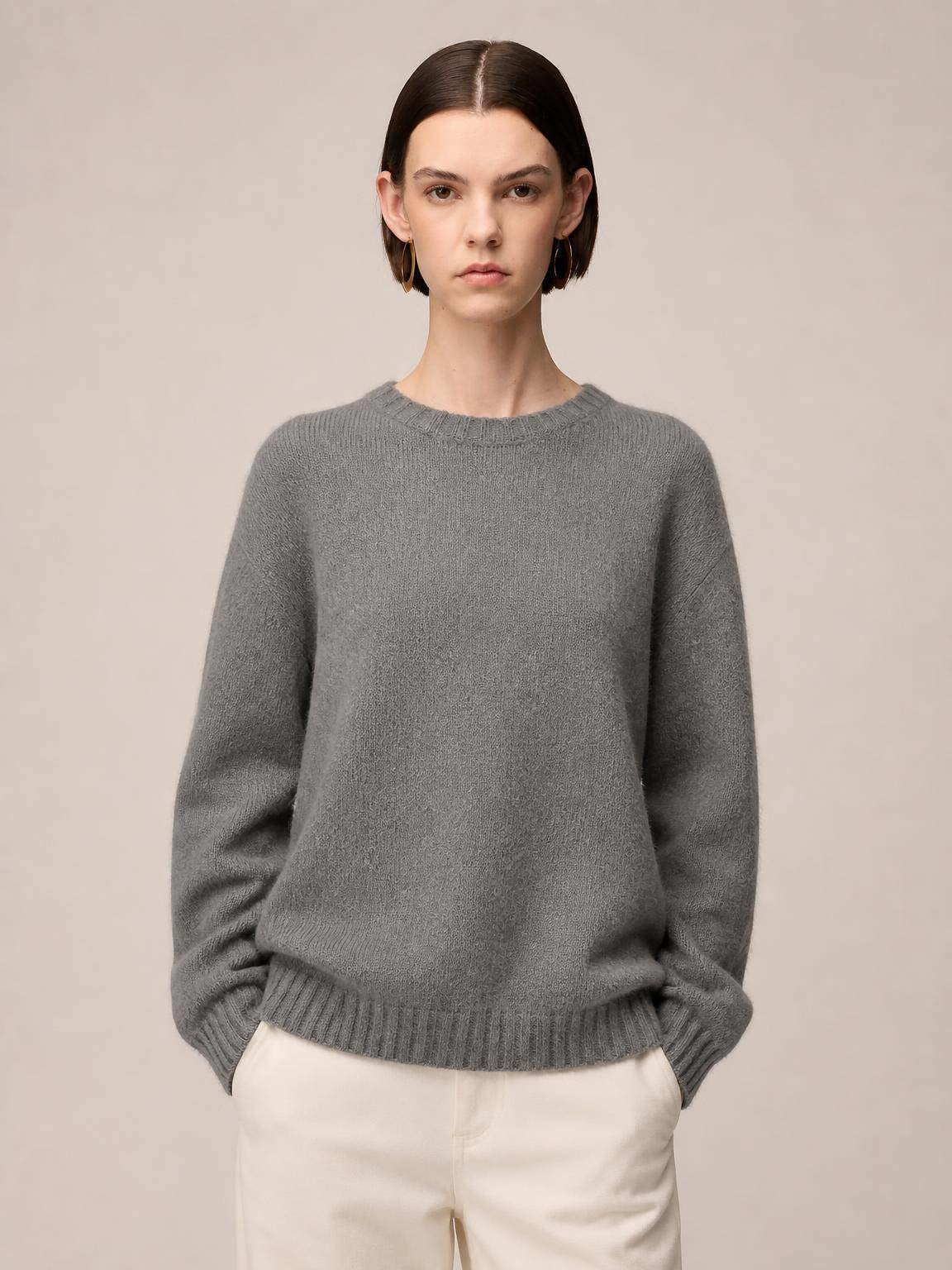MAGLIONE GIROCOLLO IN CASHMERE GARZATO
