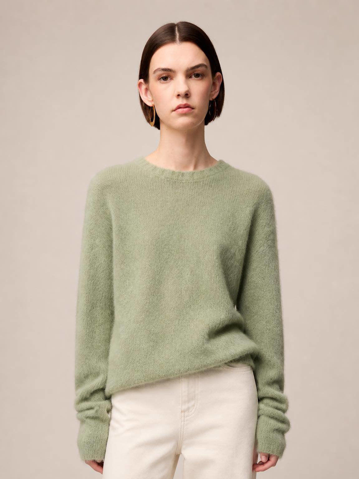 MAGLIONE GIROCOLLO IN CASHMERE GARZATO