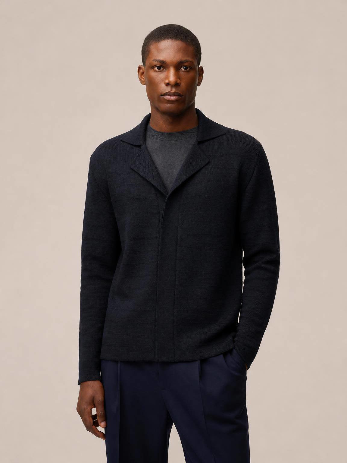 WOOL STRUCTURED KNIT CARDI BLAZER
