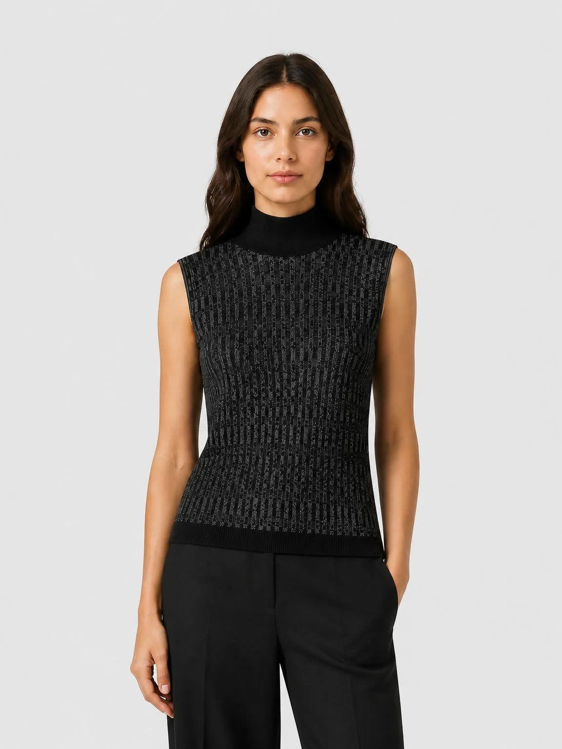 DOLCEVITA SENZA MANICHE IN MAGLIA MICRO-CHECK