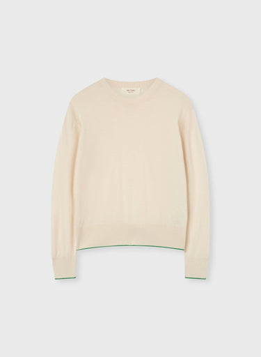WOOL AND SILK RELAXED CREWNECK WITH CONTRAST COLOR DETAIL