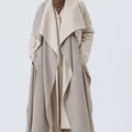 Retori Double Shawl Collar Coat Ivory And Natural - Ready To Wear - Luxury Overcoats for Women