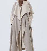 Retori Double Shawl Collar Coat Ivory And Natural - Ready To Wear - Luxury Overcoats for Women