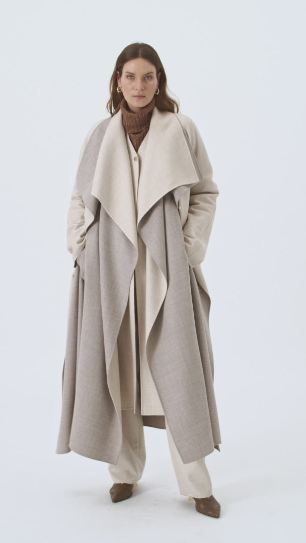 Retori Double Shawl Collar Coat Ivory And Natural - Ready To Wear - Luxury Overcoats for Women