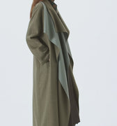 Retori Double Shawl Collar Coat Sage And Grey - Ready To Wear - Luxury Overcoats for Women - Video