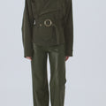 Retori Leather Pants Military Green - Ready To Wear - Luxury Trousers for Women