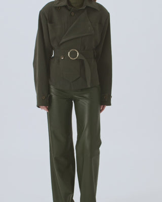 Retori Leather Pants Military Green - Ready To Wear - Luxury Trousers for Women