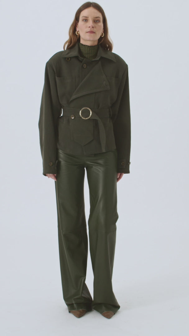 Retori Leather Pants Military Green - Ready To Wear - Luxury Trousers for Women
