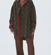 Retori Double Check Jacquard Reversible Outerwear Clay And Military Green - Ready To Wear - Luxury Coats & Jackets for Women